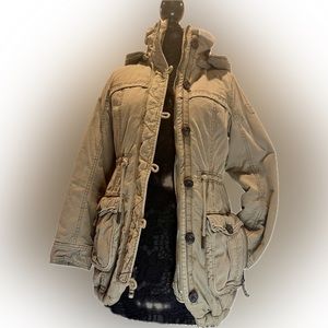 Abercrombie & Fitch Jacket Parka Military green two tone , removable hoodie